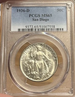 1936-D PCGS MS65 San Diego Commemorative Half Dollar - Image 1 of 4