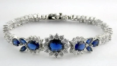 Браслет с синими и белыми кристаллами Nolan Miller серебристый металл 6,75 дюйма 17,6 г - Изображение 1 из 4