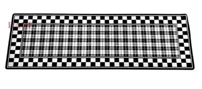 MacKenzie-Childs Black & White Tartan Rug Runner 80% Wool 2.6 x 8 New - Image 1 of 4