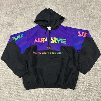 80s Vintage Surf Style Spell Out Anorak Windbreaker Hooded One Size Mens Womens - Image 1 of 4