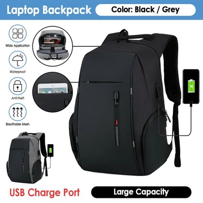 Anti-theft Backpack USB Charging Waterproof Laptop Travel Shoulder School Bags - image 1 of 4