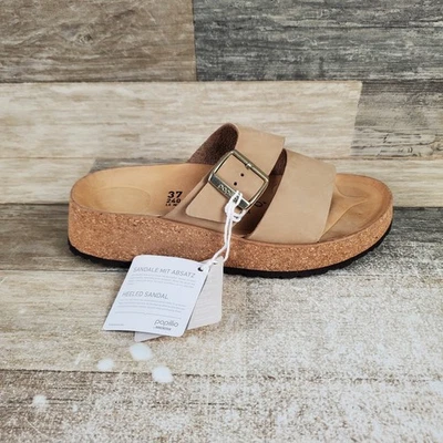 Sandalias Papillio Birkenstock Almina Talla 6 Estrechas Cómodas Castillo de Arena Cuero Slide Foto 1 de 4