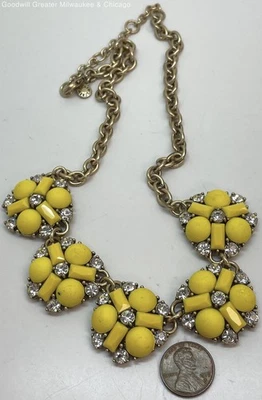 Collar de cadena de eslabones en tono dorado J.Crew piedra amarilla 64,2 g Foto 1 de 3