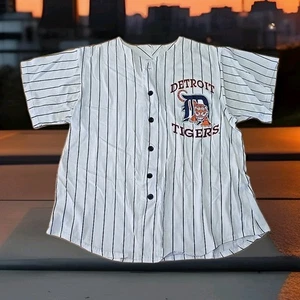 Detroit Tigers Vtg 90s Baseball Jersey Mens Size Medium MLB Sports Pinstripe  - Picture 1 of 9