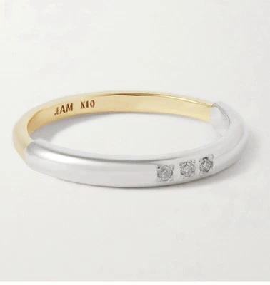 Jam Homemade x Mr Porter Silver and Gold Diamond Ring Size R - Image 1 of 4