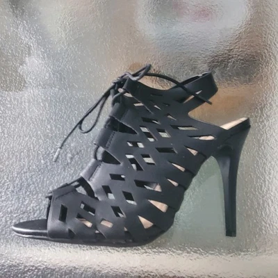 Сандалии женские Anne Michelle Princess-19 8,5 М черные с вырезом на каблуке 8,5 на шнуровке НОВЫЕ - Изображение 1 из 4