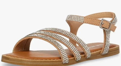 Nearly New STEVE MADDEN J Georjir Sandal Girl 3 Brown/Silver Rhinestones - Image 1 of 4