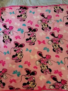 Disney Minnie mouse with bows pink blanket EUC 