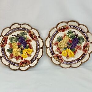 Two Fitz and Floyd 1995 Omnibus Thanksgiving Dessert Plates