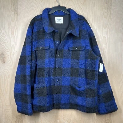 Goodthreads Flannel Full Zip Jacket Men’s 3XL Blue Plaid Sherpa NEW  - Image 1 of 4