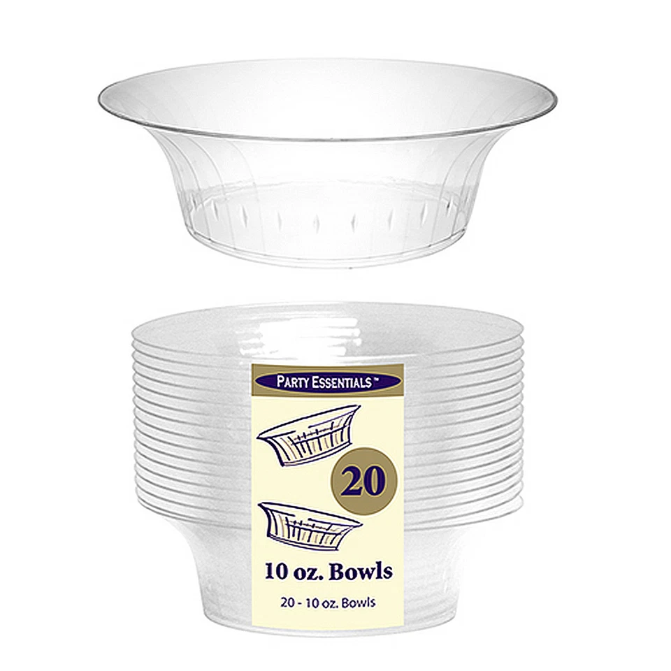 1 of Party Essentials 10 Oz. Elegance/Deluxe Bowls - Clear 20 Ct. - Image 1 of 1