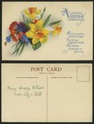 Loving BIRTHDAY GREETINGS Flower Old Art Drawn Postcard