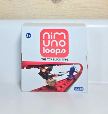 2 Nimuno Loops Removable Washable 2 Stud LEGO TAPE 3.2Ft 1 Meter Long Black/Gray - Image 1 of 4