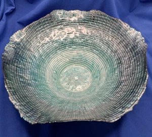 ARTISTIC ACCENTS Large Glass Bowl Teal Silver - Picture 1 of 8