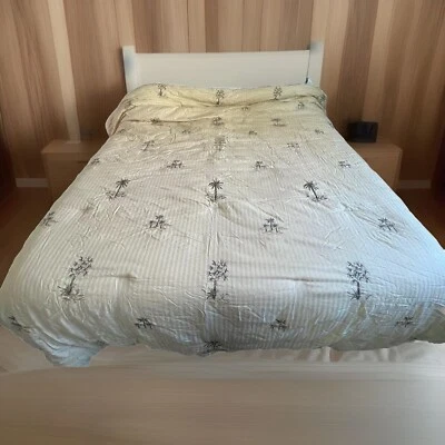 Edredom Croscill de pelúcia bordado palmeiras listras tamanho queen 100% algodão - Imagem 1 de 4