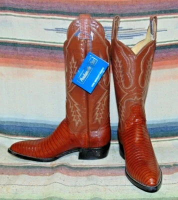 Botas de Vaquero de Colección Panhandle Delgadas Marrón Lagarto/Cuero para Mujer 3.5 B Nuevas Foto 1 de 4