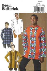 Butterick B6644 Henley Style Shirt w Front Button Placket, Side Slits Sz S-L UC - Picture 1 of 4