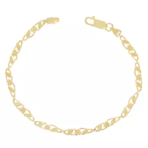 14k Yellow Gold Solid Flower & Leaves Link Bracelet Available in 7" to 11" - Picture 1 of 4