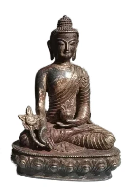19cm # Menla Medicine Buddha ancient bronze Sakyamuni Buddha Statue - Imagem 1 de 4