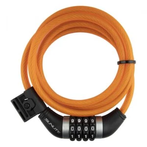 BIKE BICYCLE LOCK CABLE 8mmx6f COMBO w/ BRACKET COIL ORANGE - Picture 1 of 1