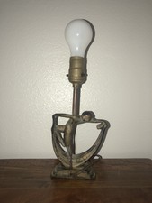 Art Deco Cast Iron 1930s Scarf Dancer Nymph Nude Lady Lamp