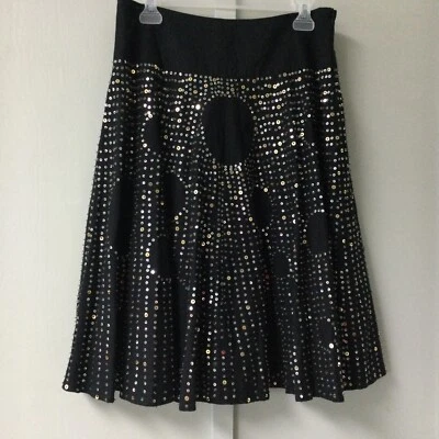 Falda única Vanity Collection lentejuelas con cuentas falda larga de ganchillo talla 6 negra Foto 1 de 4