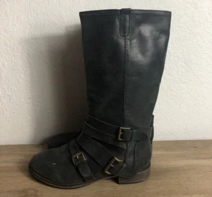 Joie Womens Size 37.5 Miles Away Black Knee High Motorcycle Boots - Picture 1 of 8