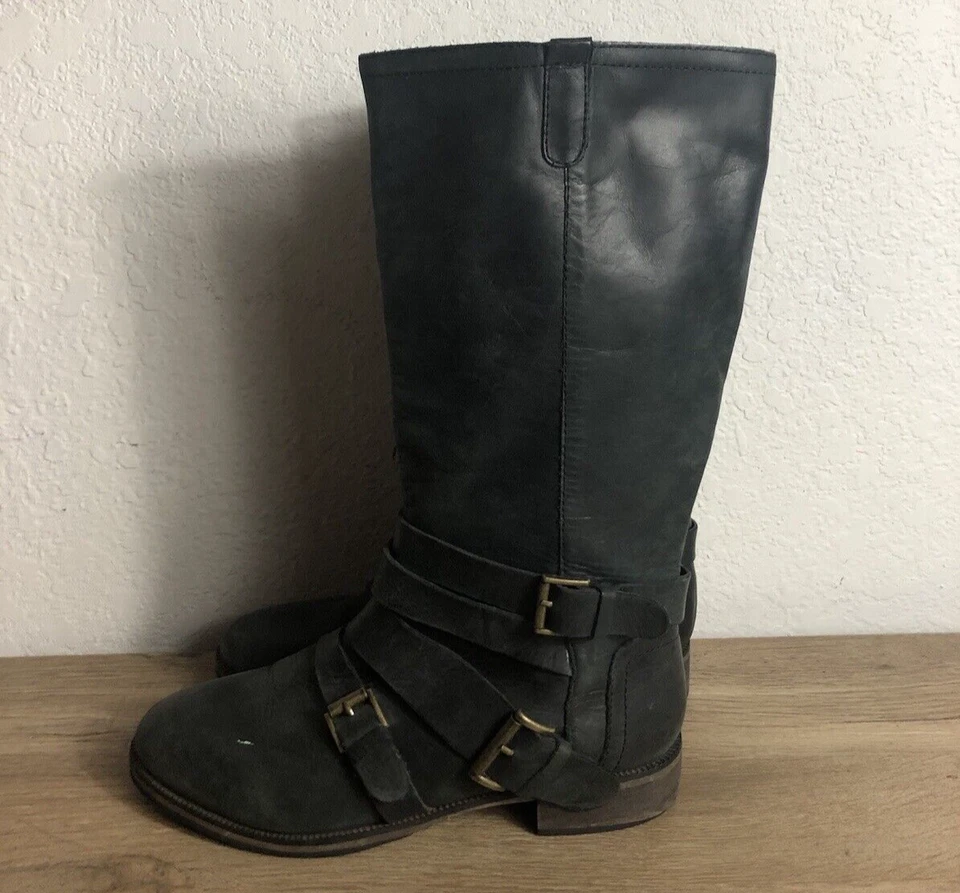 Joie 女式 37.5 英里之外黑色及膝摩托车靴 — 第 1/4 张图片