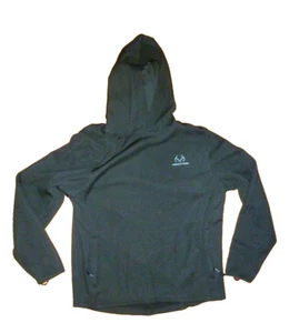 MEN'S REALTREE BLACK PULLOVER HOODIE W/NECK GAITER~~SIZE LARGE(42-44)~~SIDE PKTS - Picture 1 of 5