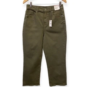 Jeans Express nuovi con etichette tagliati gamba larga super alti donna verde oliva esercito taglia 8 - Foto 1 di 7