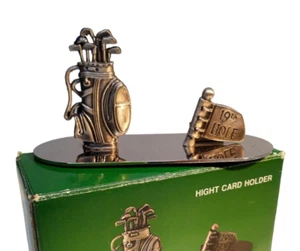 Portatarjetas de visita Bolsa de palos de golf Agujero 19 Peltre Acabado Cromo Escritorio Organizar - Imagen 1 de 11