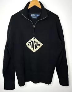Polo Ralph Lauren X-Large schwarzer Pullover 30 % Kaschmirweiß Wappen RRL Vintage Preppy - Bild 1 von 5