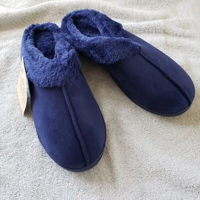 Zapatillas MUK LUKS para hombre XL 11-12 azul marino forradas de piel sintética acogedor equipo para clima frío Foto 1 de 4