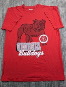 Vintage Georgia Bulldogs T-Shirt XL 20/20 Sport Red Single-Stitch USA Made NCAA - Picture 1 of 14