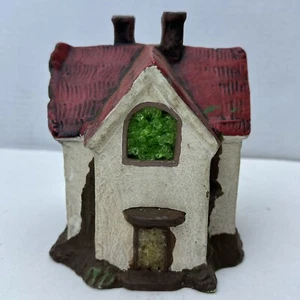 Keramik Keramik Dorf Gebäude hellbraun Haus Landhaus Hütte rotes Dach 5" ohne Licht - Bild 1 von 12