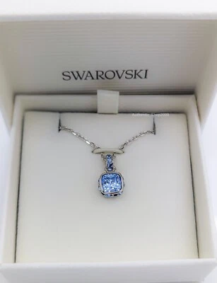 NUEVO 100% SWAROVSKI Rodio Aqua Azul Cristal Piedra de Nacimiento Colgante Collar 5651794 Foto 1 de 3