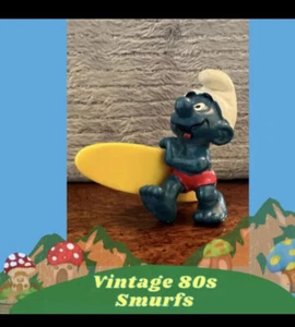 Smurf Figure 1980 W Germany Smurf Schleich Peyo PVC SURFER - Picture 1 of 9