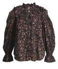 Free People Floral Peasant Top Womens XS Meant To Be Puff Sleeves Ruffle Boho