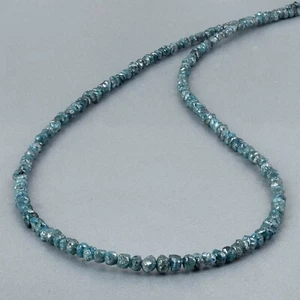 Natural Rough Blue Diamond Beads Nuggets Chain 925 Silver 18" Necklace Jewelry - Picture 1 of 4