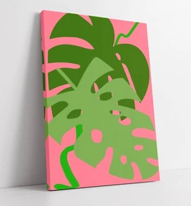 MONSTERA LEAVES BOTANICAL TRENDY MINIMALIST -CANVAS WALL ART PICTURE PRINT - Picture 1 of 2