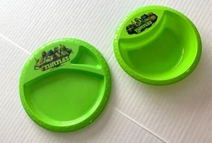 Nuevo Juego de 2 Piezas Tortugas Ninja Adolescentes Mutantes Plástico Cereal Sopa Cuenco Dividido Pl - Imagen 1 de 5