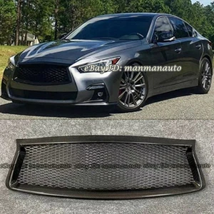 CARBON FIBER FRONT UPPER GRILLE BUMPER GRILL COVER Fits 2018-2021 INFINITI Q50 - Picture 1 of 11