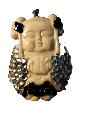 Colgante de Buda espinela negra y cristales de Swarovski con una bala de plata de ley 925 Foto 1 de 4