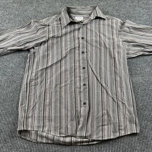 Concepts by Claiborne Mens L Stripe Red Gray Long Sleeve Button Down Dress Shirt - Picture 1 of 10