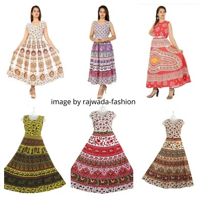 20 PC Lot Indian Maxi Long Dress Bohemian Handmade Hippie Cotton Night Wear - Image 1 of 4