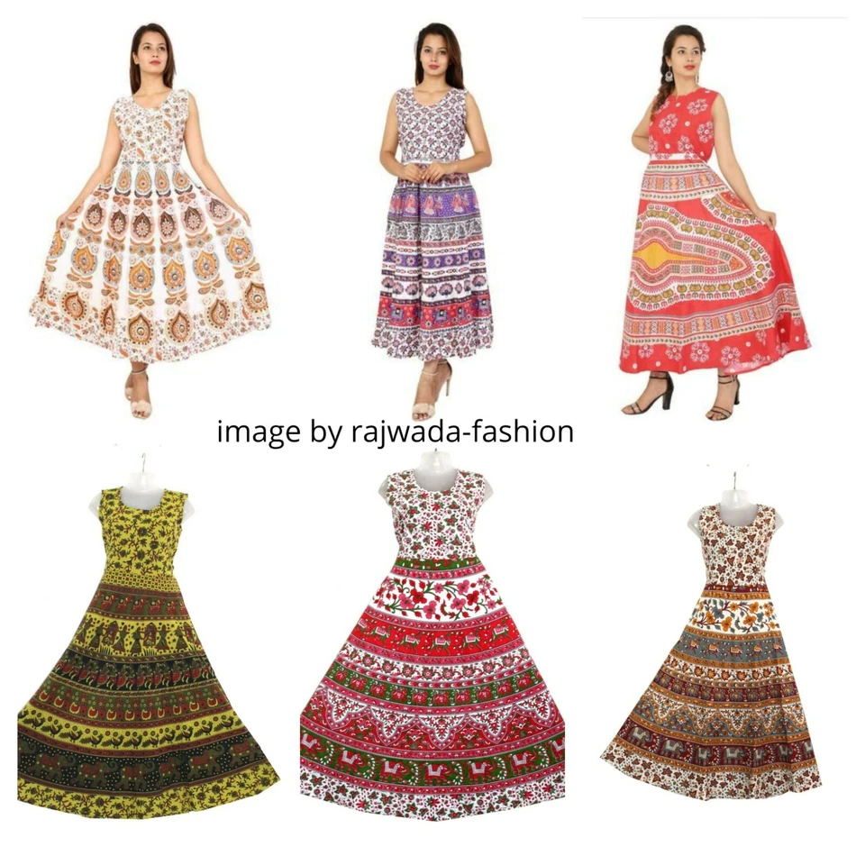 Lote de 10 piezas maxi vestido largo hippie de algodón gitano bohemio floral indio para mujer Foto 1 de 4