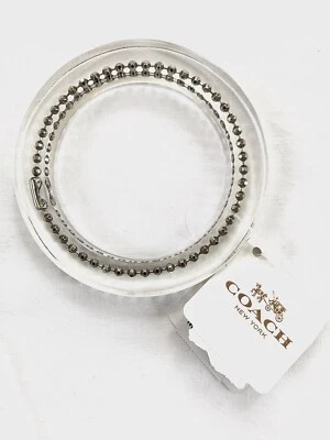 Brazalete Coach auténtico de resina con placa de cadena de bola plateada nuevo con etiquetas, precio de venta sugerido por el fabricante $80 Foto 1 de 4