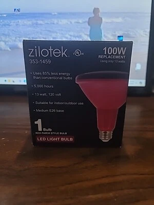 Zilotek PAR38 353-1459 LED Bulb RED 100 Watt Equivalence 13w E26 Base - Image 1 of 4