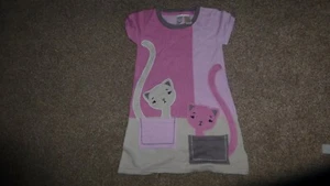 DESIGNER STRAWBERRY FAIRE 3-4 YEARS PINK BROWN CAT KNITTED DRESS see my paw back - Picture 1 of 6