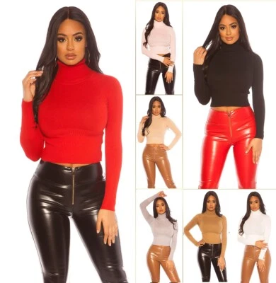 Koucla Basic Rollkragen Crop Pullover Pulli Rollkragenpullover Milax-Fashion